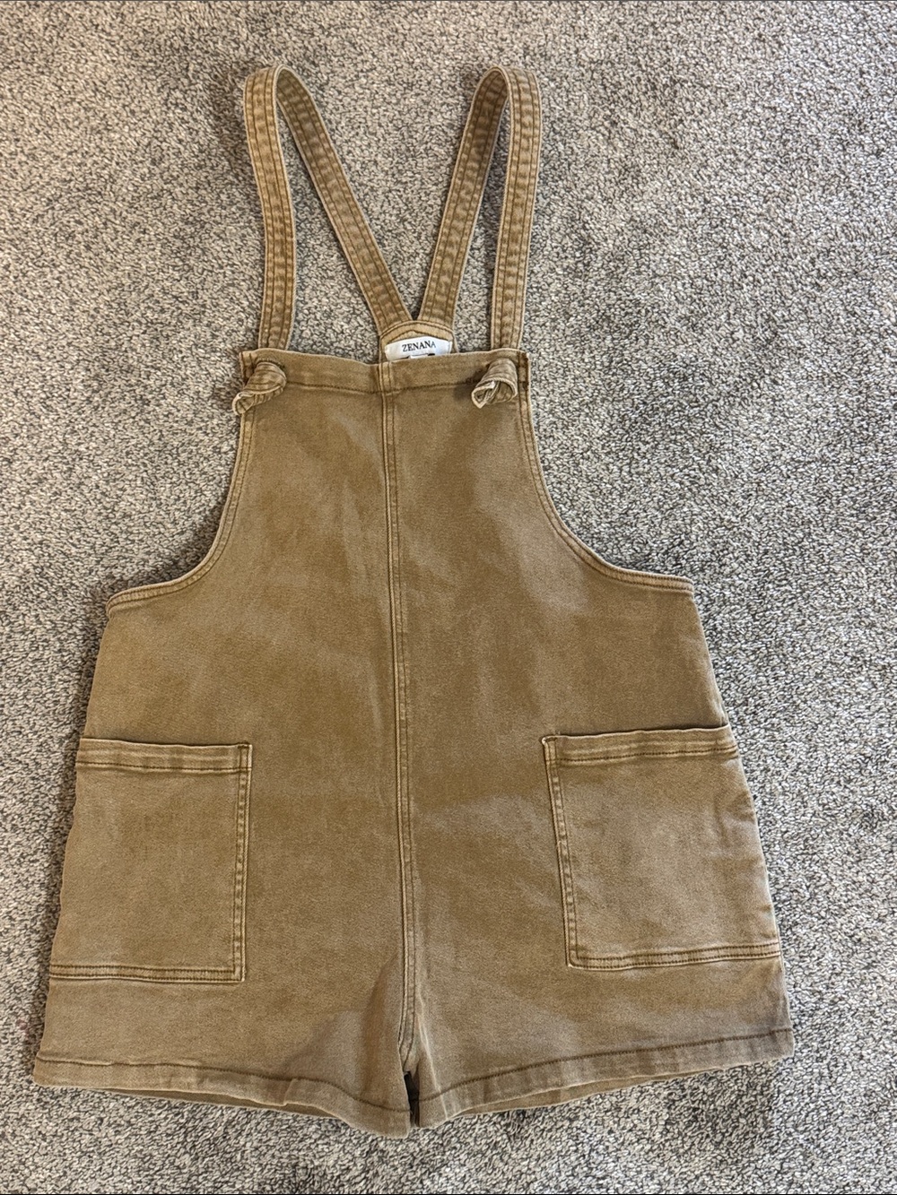 Zenana Outfitters Tan Overall Shorts